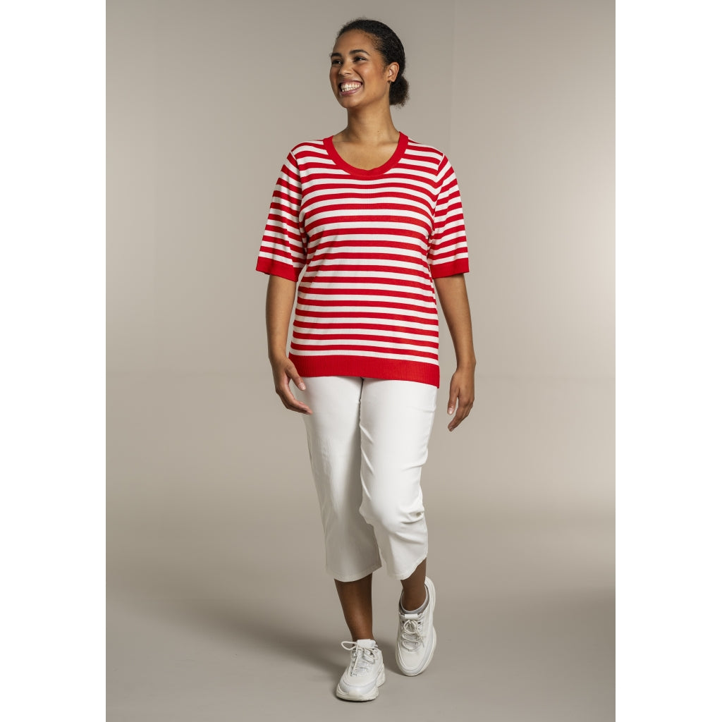Sandgaard Helsinki - T-shirt - Stripes T-Shirt Mandarin/Offwhite