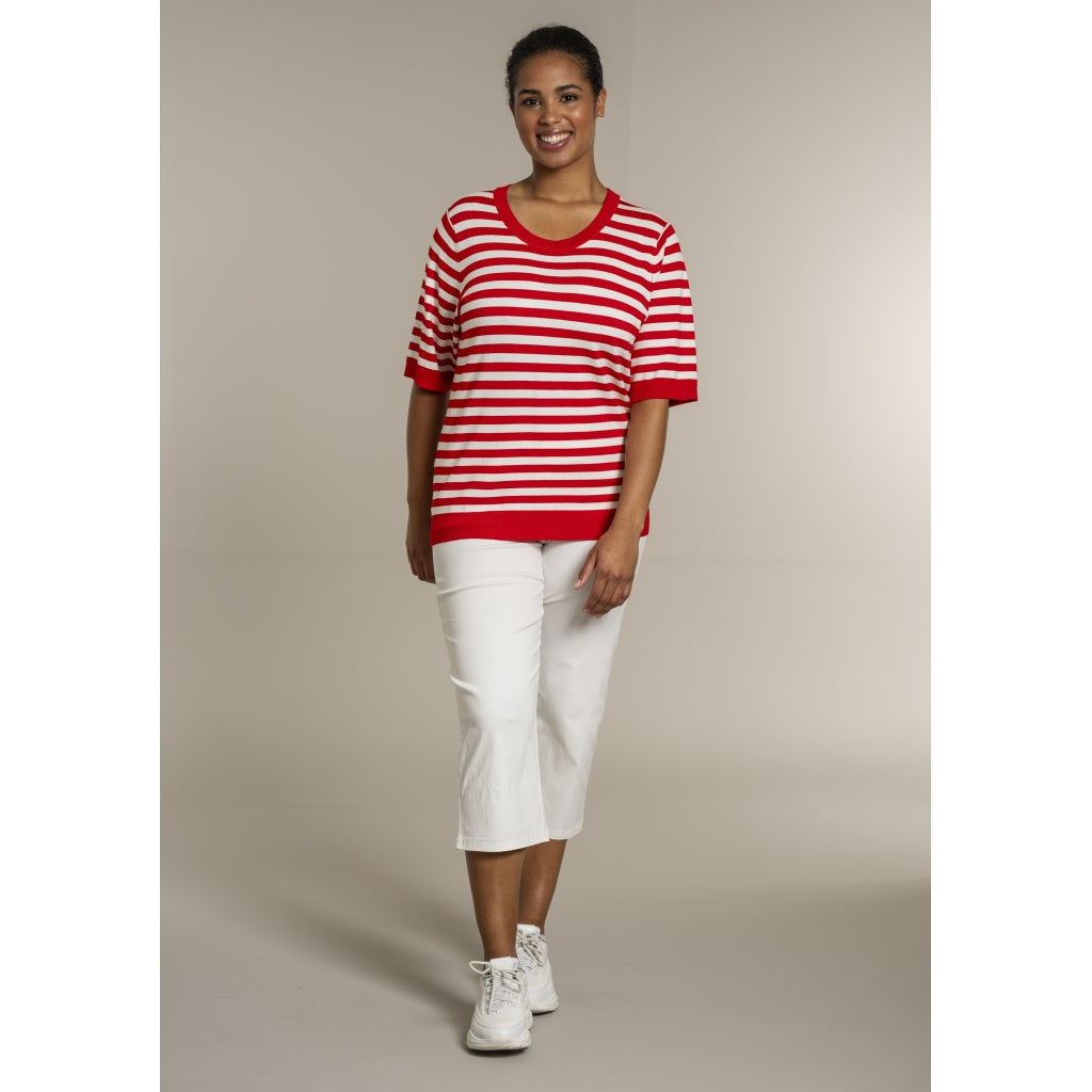 Sandgaard Helsinki - T-shirt - Stripes T-Shirt Mandarin/Offwhite