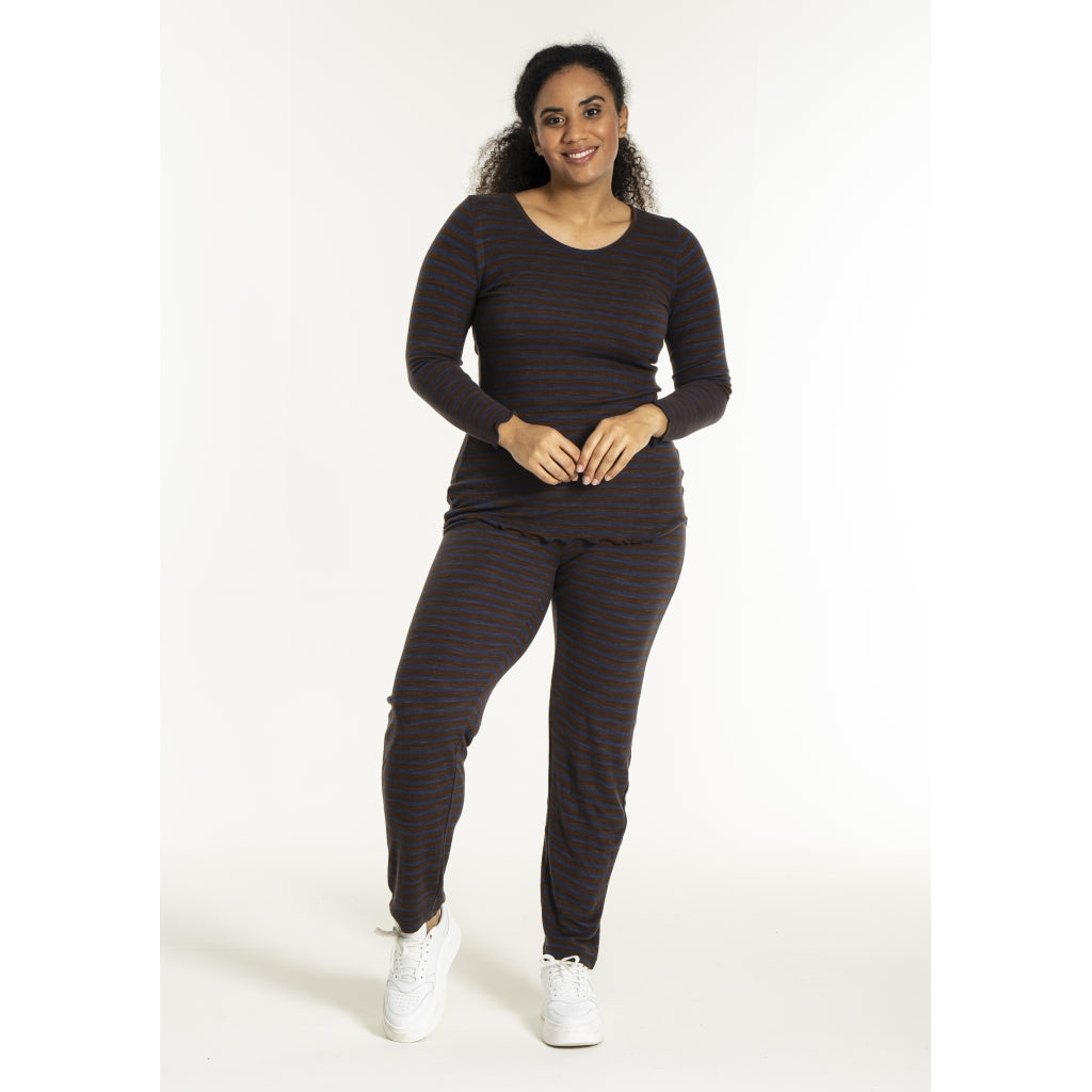 Sandgaard Rib Pants Pants Dark Blue/Dark Brown