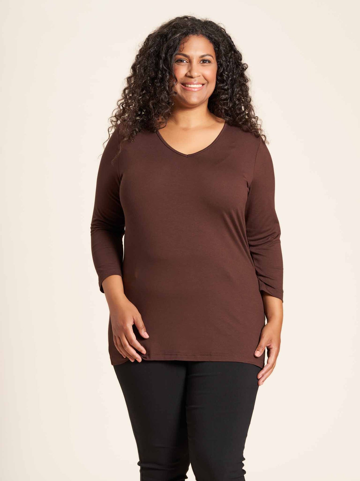 Sandgaard T-shirt med 3/4 ærmer T-Shirt Brown