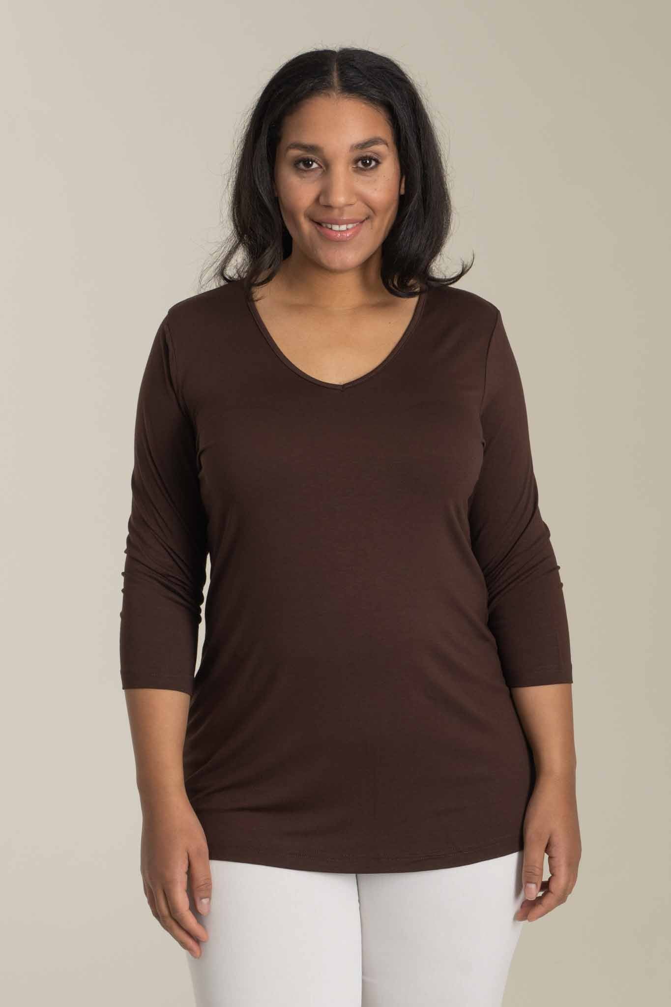 Sandgaard T-shirt med 3/4 ærmer T-Shirt Brown