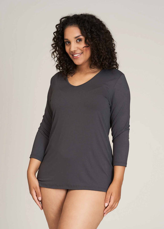 Sandgaard T-shirt med 3/4 ærmer T-Shirt Grey