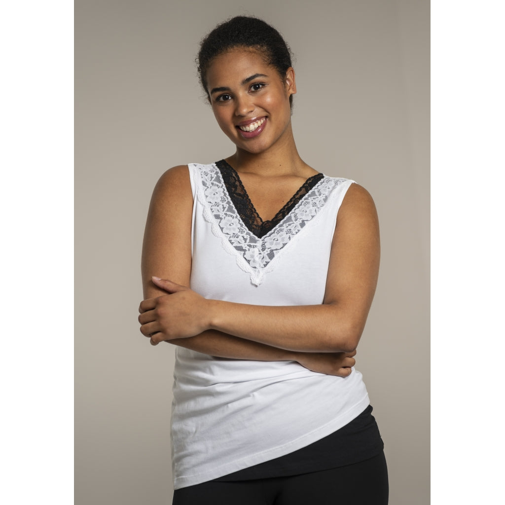 Sandgaard Top With Lace Top White