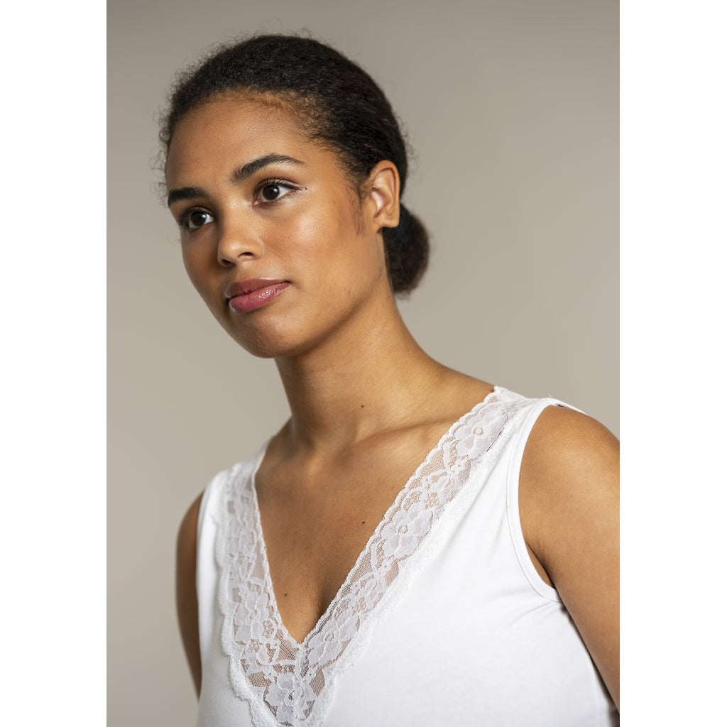 Sandgaard Top With Lace Top White